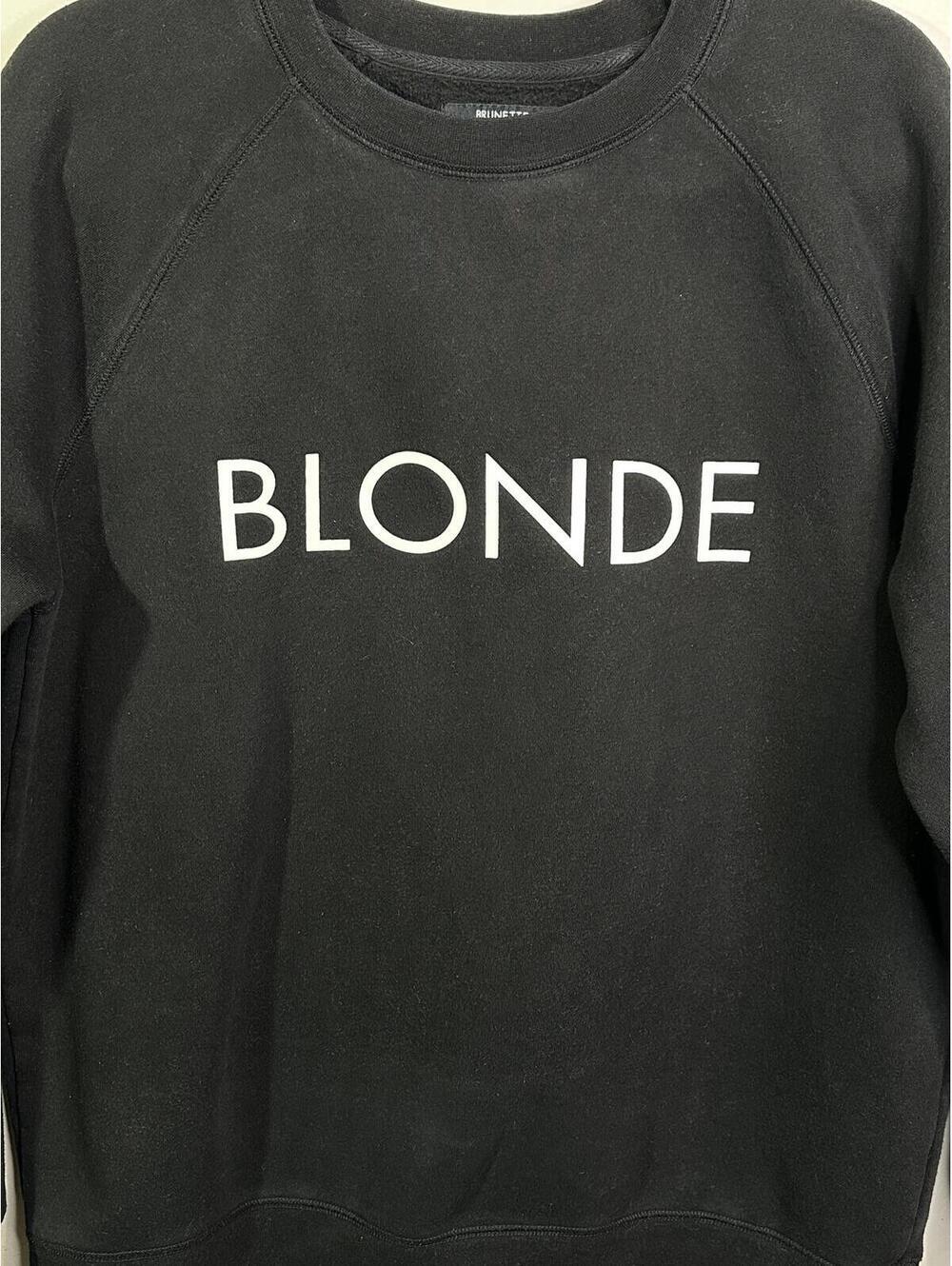 Brunette The Label BLONDE Crewneck Sweatshirt Black Graphic Pullover L XL - Picture 4 of 9